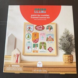 Mondo Llama Paint by Number Framed Canvas Kit Winter Theme Brand New In Box